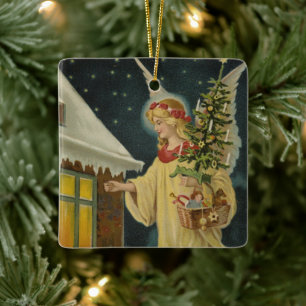 Ornement de Noël religieux vintage avec des voeux