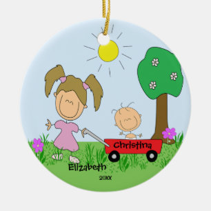 Ornement de Noël représentant une grande et une pe