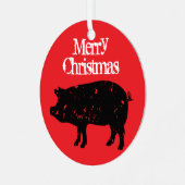 Ornement de Noël rond avec silhouette de cochon (Avant gauche)