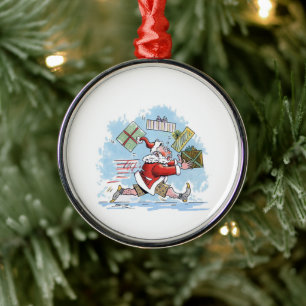 ornement de Noël rond premium Santa Unprepared