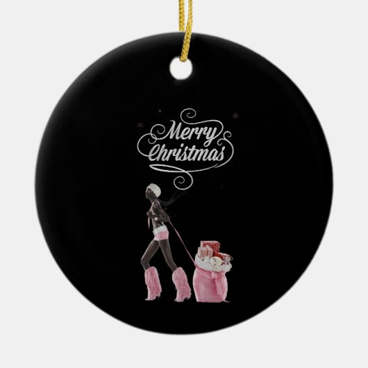 Ornement de Noël Rose & Noir (Devant)