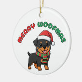 Ornement de Noël Rottweiler : Joyeux Woofmas (Gauche)