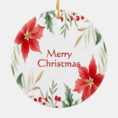 Ornement de Noël Rouge Poinsettia (Dos)