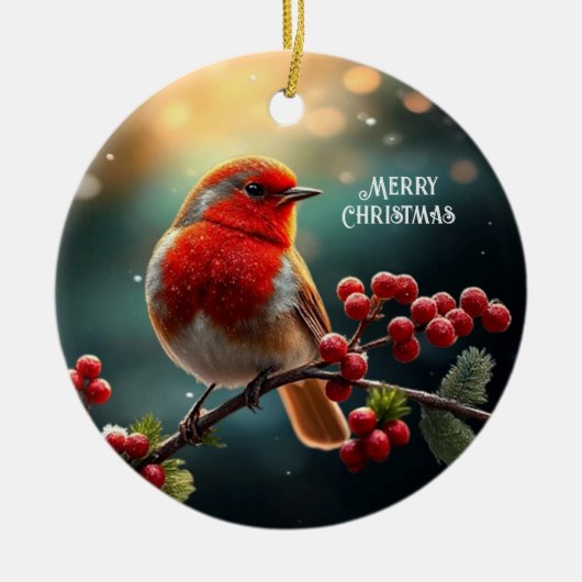 Ornement de Noël Rouge Robin (Devant)