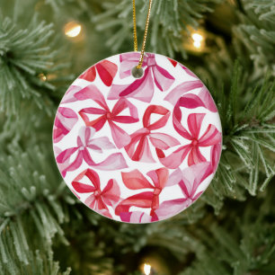 Ornement de Noël Rubans Rose et Rouge