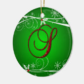Ornement de Noël S Initial Holly Vert Rouge (Gauche)