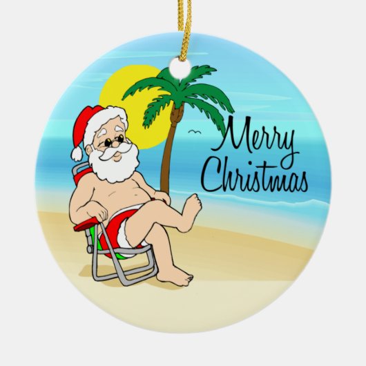 Ornement de Noël Santa Tropical (Devant)