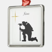 Ornement de Noël Silhouette Fireman Kneeling (Gauche)