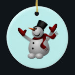 Ornement de Noël Snowman<br><div class="desc">Happy Snowman Christmas Ornaments - or Choose / Add Your Unique Text / Name / Color - Make Your Special Gift - Redimensionnez et déplacez ou ajoutez des éléments / du texte avec outil de personnalisation! Vous pouvez également transférer ces designs à plus de 1000 produits Zazzle. Joyeux Noël -...</div>