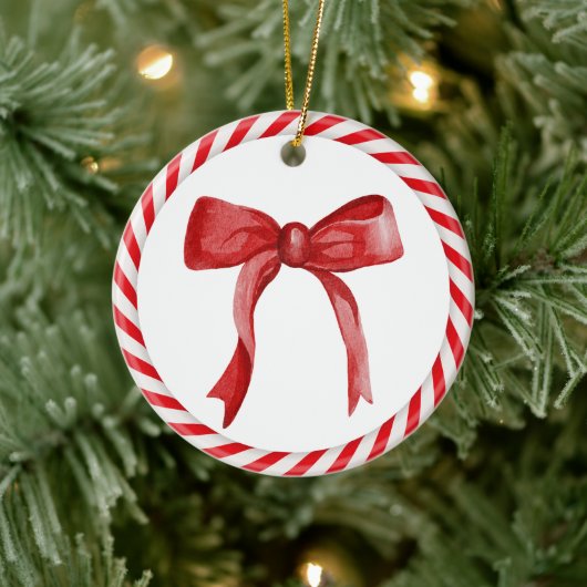 Ornement de Noël Sucre de canne de la Bow rouge (Arbre)