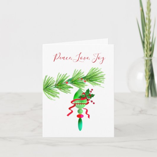 Ornement de Noël sur Pine Tree Carte de Noël (Devant)