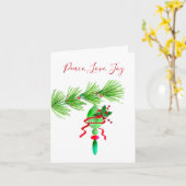 Ornement de Noël sur Pine Tree Carte de Noël (Fleur jaune)