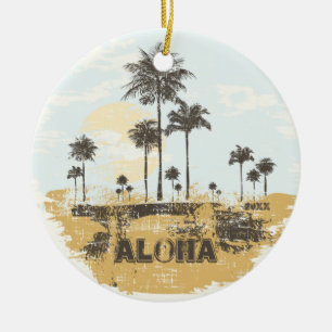 Ornement de Noël tropical aux palmiers Aloha