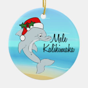 Ornement de Noël tropical hawaïen dauphin