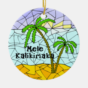 Ornement de Noël tropical palmier hawaïen