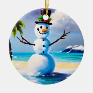 Ornement de Noël Tropical Snowman