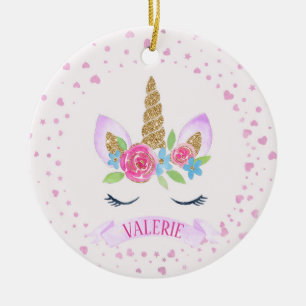 Ornement de Noël Unicorne Personnalisé Pour Fill