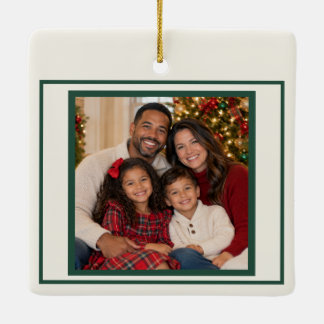Ornement de Noël vert avec photo de famille person