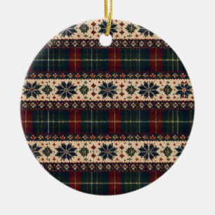 Ornement de Noël vintage à carreaux et flocons de