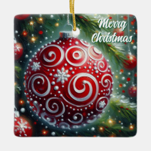 Ornement de Noël Whimsical Red White