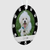 Ornement de nom de chien Empreintes de patte blanc (devant)