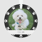 Ornement de nom de chien Empreintes de patte blanc (dos)