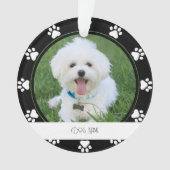 Ornement de nom de chien Empreintes de patte blanc (devant)