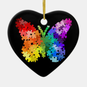 Ornement de papillon de puzzle de sensibilisation