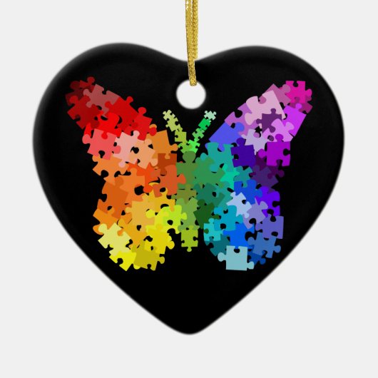 Ornement de papillon de puzzle de sensibilisation (Devant)