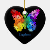 Ornement de papillon de puzzle de sensibilisation (Dos)