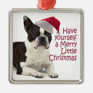 Ornement de Père Noël Boston Terrier