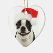 Ornement de Père Noël de chien de Boston Terrier (Gauche)