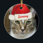 Ornement de Père Noël Paws<br><div class="desc">Customisez ce vêtement adorable avec votre photo et votre nom d'animal de compagnie. Il suffit de remplacer la photo (assurez-vous de choisir une photo avec de la place autour du visage de votre animal de compagnie. Vous pouvez choisir de customiser davantage si nécessaire. Choisissez également une couleur arrière - plan...</div>