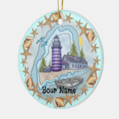 Ornement de phare Maine Shells (Gauche)