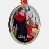 Ornement de photo de couple de Noël moderne R (Droite)