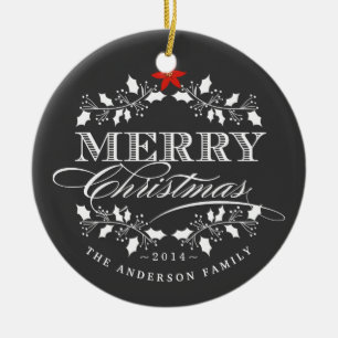 Ornement de photo de houx de tableau de Joyeux