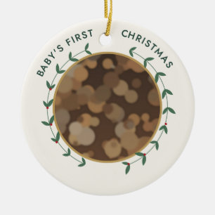 Ornement de photo de Noël de bébé avec couronne de