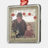 Ornement de photo de Noël de cerfs communs d'axe (Gauche)