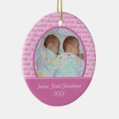 Ornement de photo de Noël de jumeaux de rose (Droite)