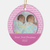 Ornement de photo de Noël de jumeaux de rose (Gauche)