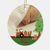 Ornement de photo de Noël du bébé de train de Père (Gauche)