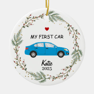Ornement de photo de première voiture personnalisé
