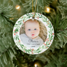 Ornement de photo pour le 1er Noël de bébé