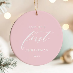 Ornement de photo pour le premier Noël de bébé ros