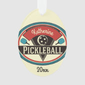 Ornement de Pickleball - conception vintage (devant)