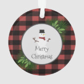 Ornement de plaid de Buffalo Rouge de Snowman (dos)