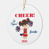 Ornement de Pom-pom girl de brunes rouge et bleu (Gauche)