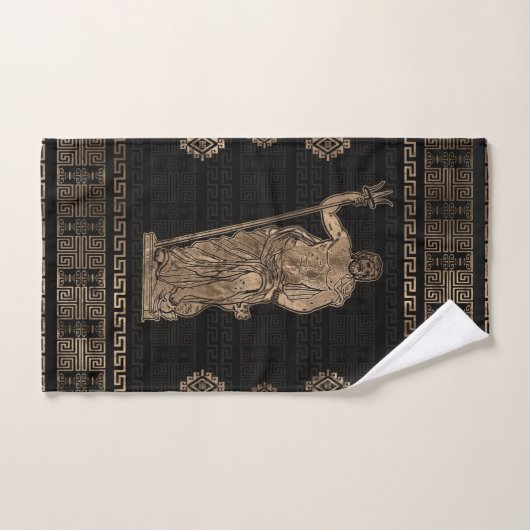 Ornement de Poséidon et de Grecs Meander (Serviette à main)