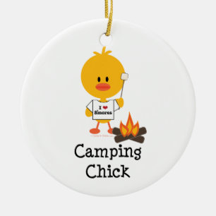 Ornement de poussin de camping