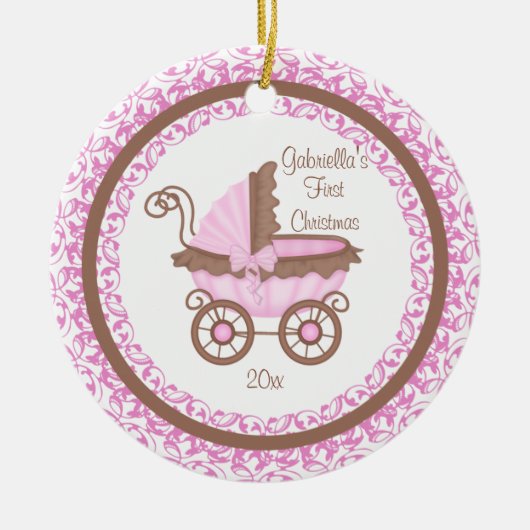Ornement de premier Noël de bébé Fille de Carrosse (Devant)